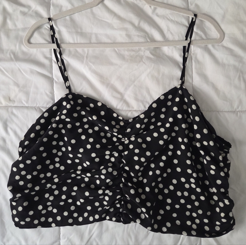 H&M Black and White Polka Dot Crop Top